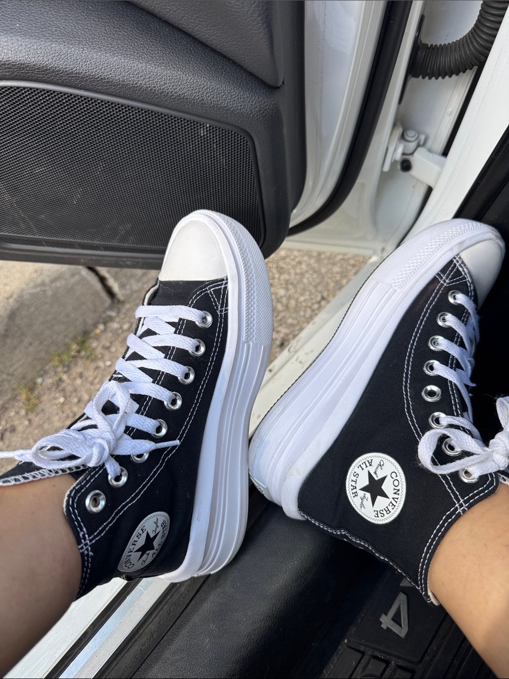 Women’s Converse Black and White High-Tops Platform Sneakers with Box